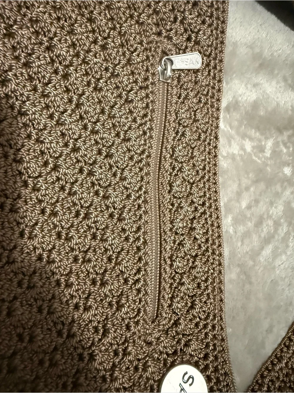 The SAK Woven Shoulder Bag in Taupe